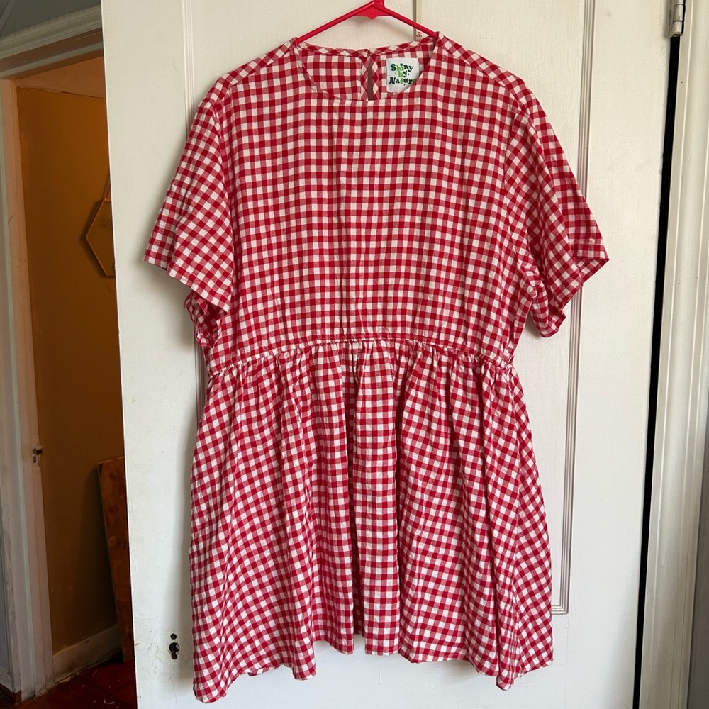 Shiny by Nature gingham mini dress Tomato red size XL